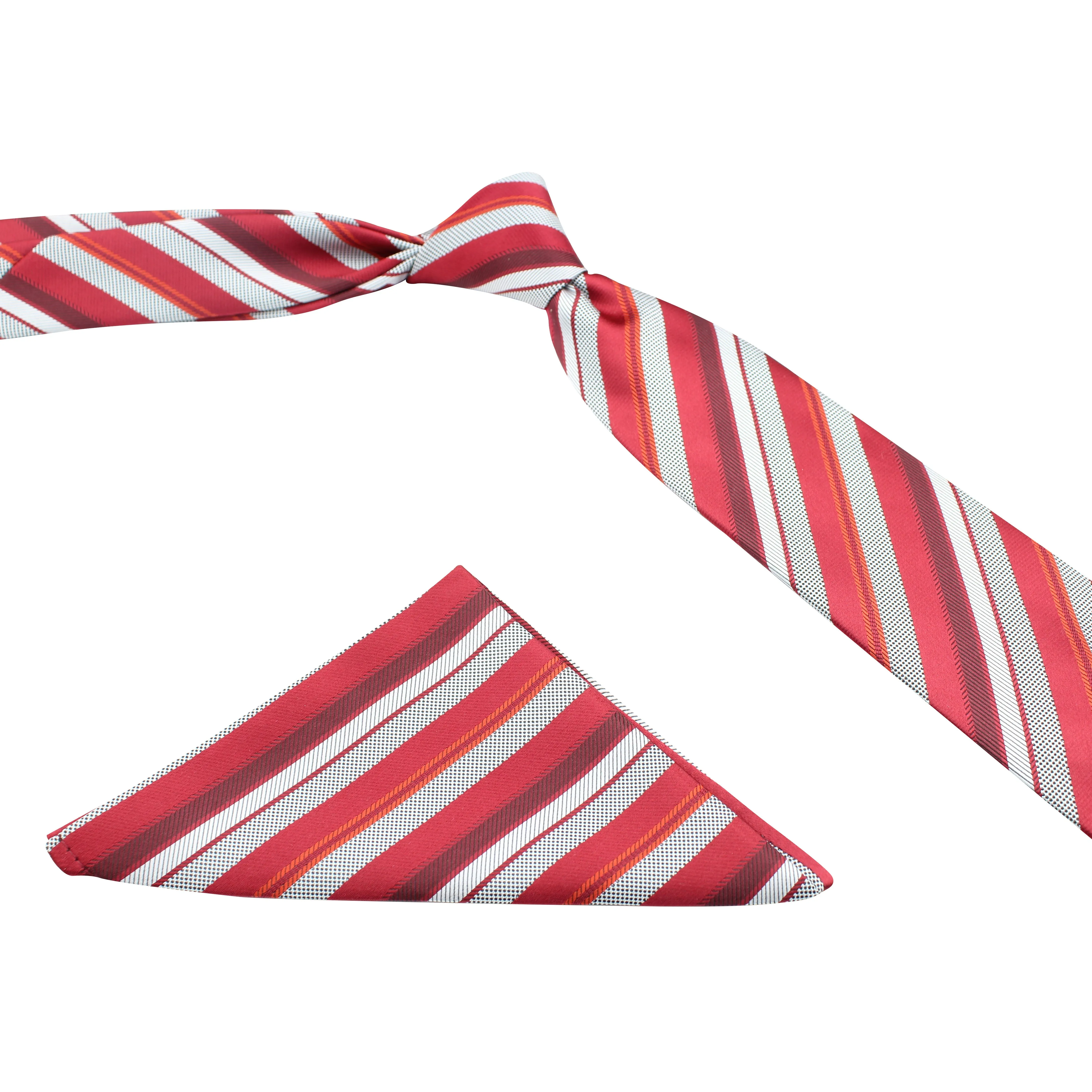 Kovove The Selective Striped Red Necktie and Pocket Square Gift Box