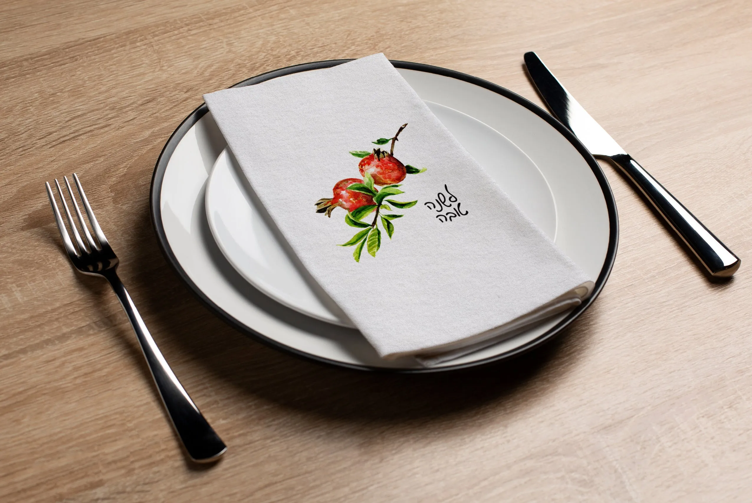 L’ Shana Tova Floral (With Words Hebrew) - Printed Guest Towel