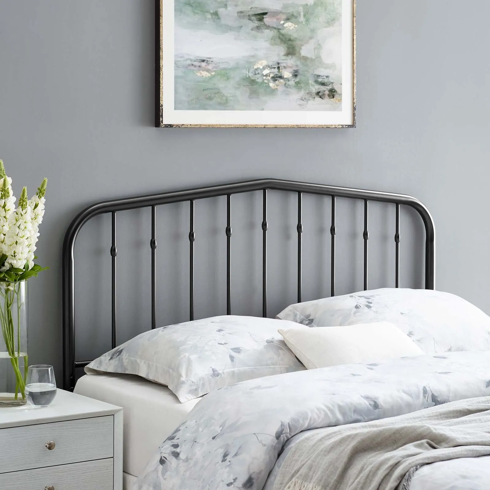 Lennon Queen Metal Headboard Black MOD-6166-BLK