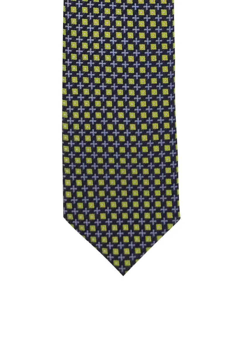Light Blue and Yellow Geometric Tie