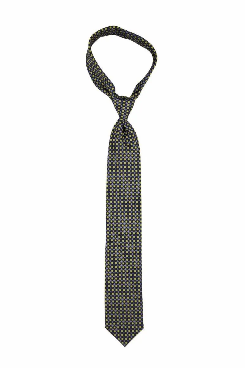Light Blue and Yellow Geometric Tie