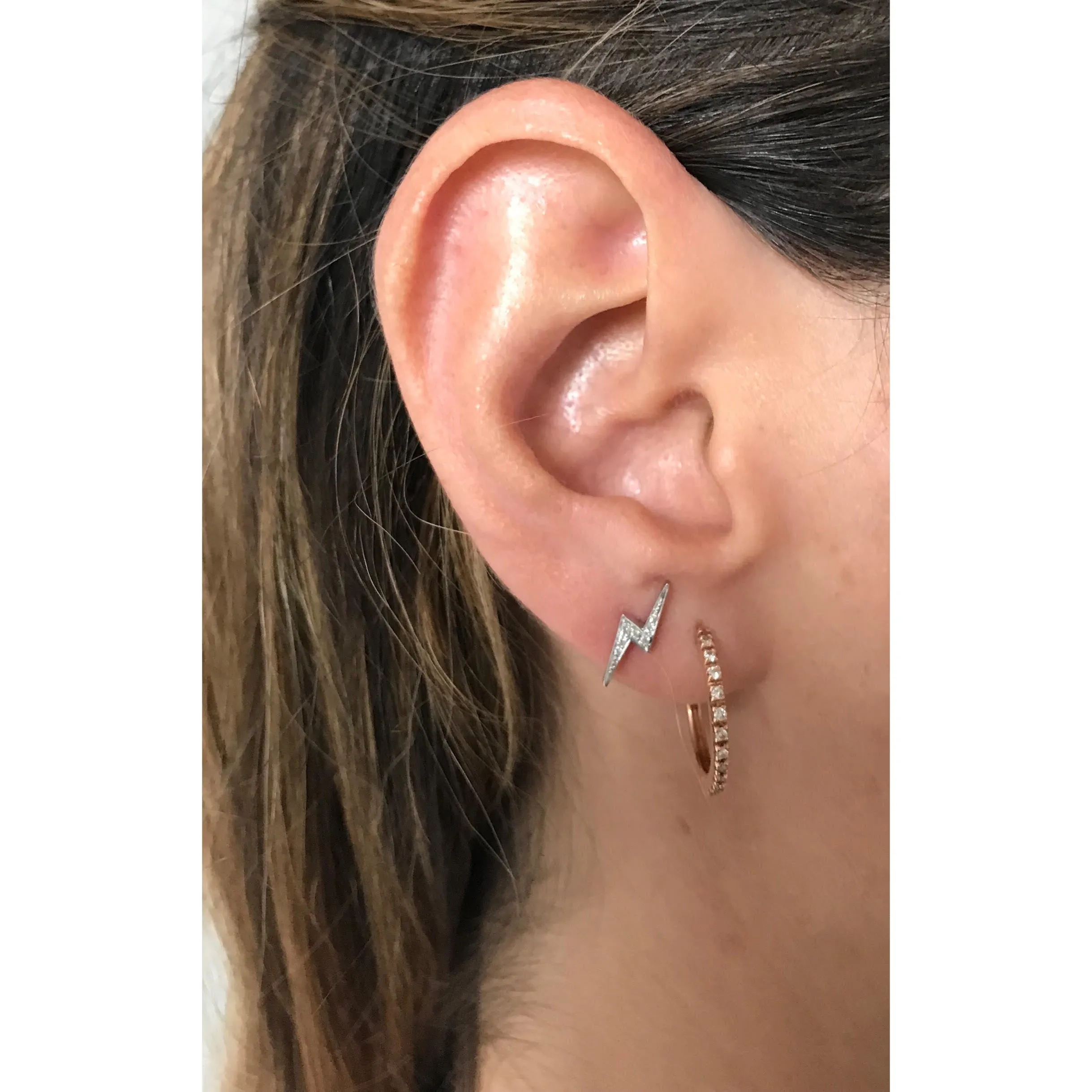 Lightning Bolt Gold Diamond Earring