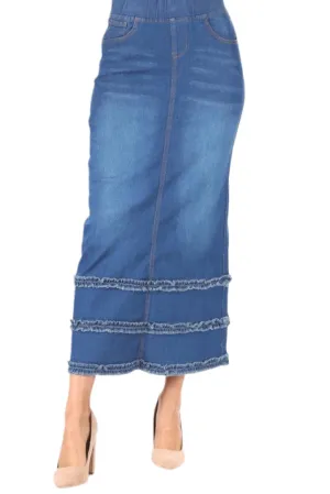 Long Denim skirt with ruffles Style: 87804