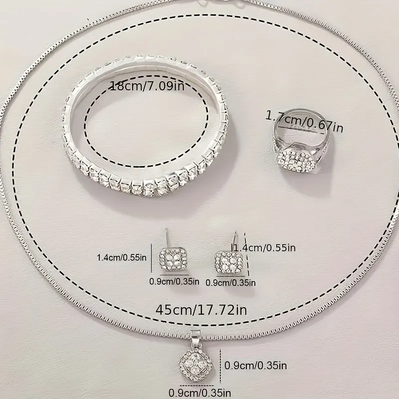 Luxury Rhinestone Jewelry Set Fashion Watch  Bracelet Combo