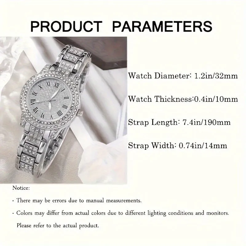 Luxury Rhinestone Jewelry Set Fashion Watch  Bracelet Combo
