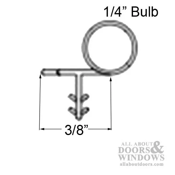 Marvin Meeting Stile, Sliding Patio Door Bulb Weather strip - Beige, 192" Cut in Half