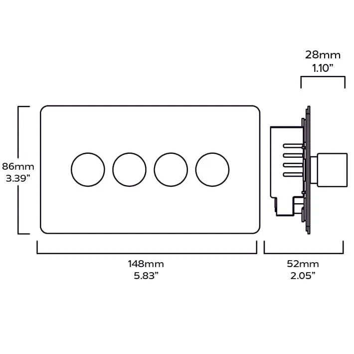 MAXWELL 4G Smooth Dimmer Light Switch - Antique Brass