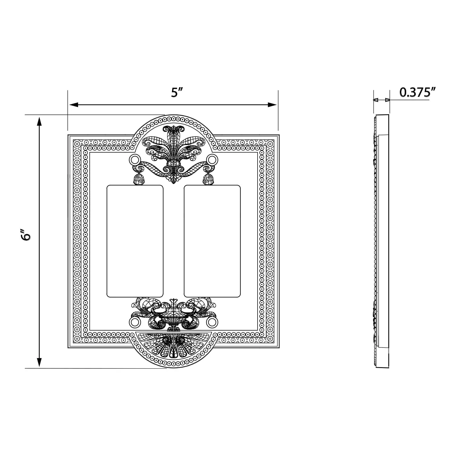 Meadows Switch Plate with Double Outlet in Satin Nickel