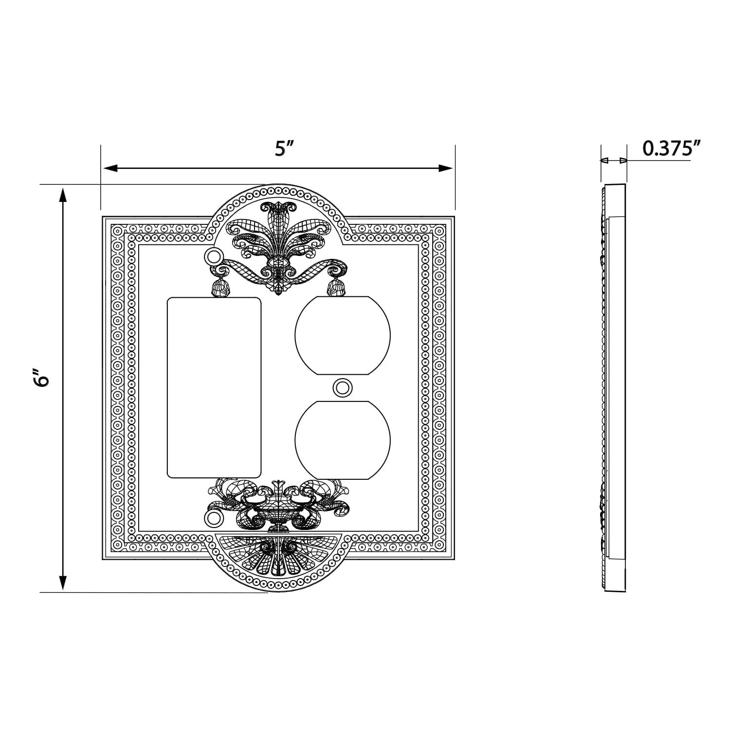 Meadows Switch Plate with Rocker and Outlet in Satin Nickel