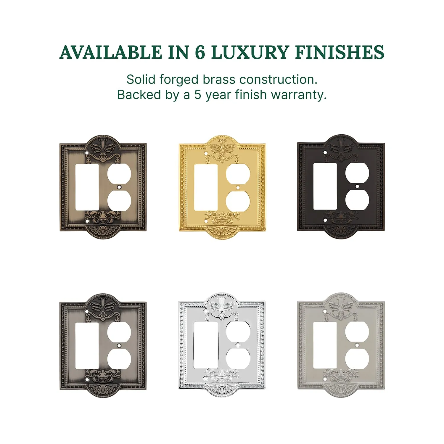 Meadows Switch Plate with Rocker and Outlet in Satin Nickel