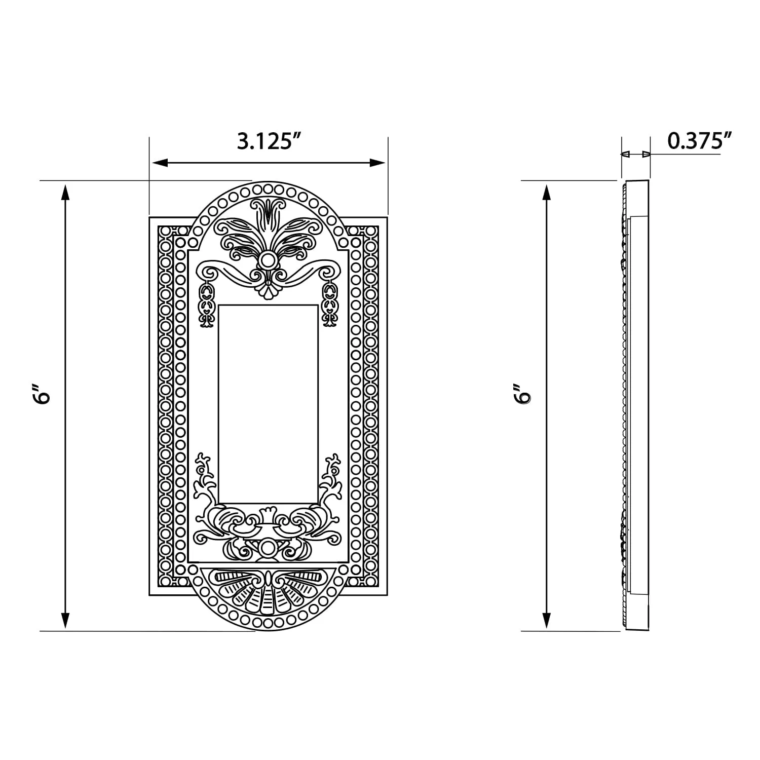 Meadows Switch Plate with Single Rocker in Satin Nickel