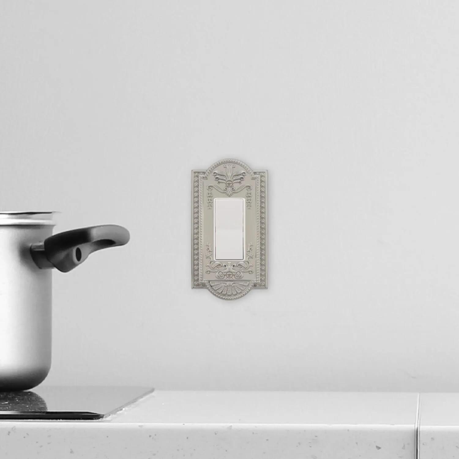Meadows Switch Plate with Single Rocker in Satin Nickel