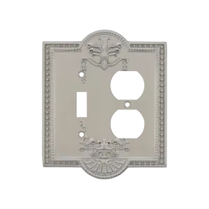 Meadows Switch Plate with Toggle and Outlet in Satin Nickel