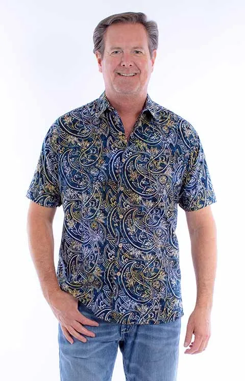 Mens Batik Button Up