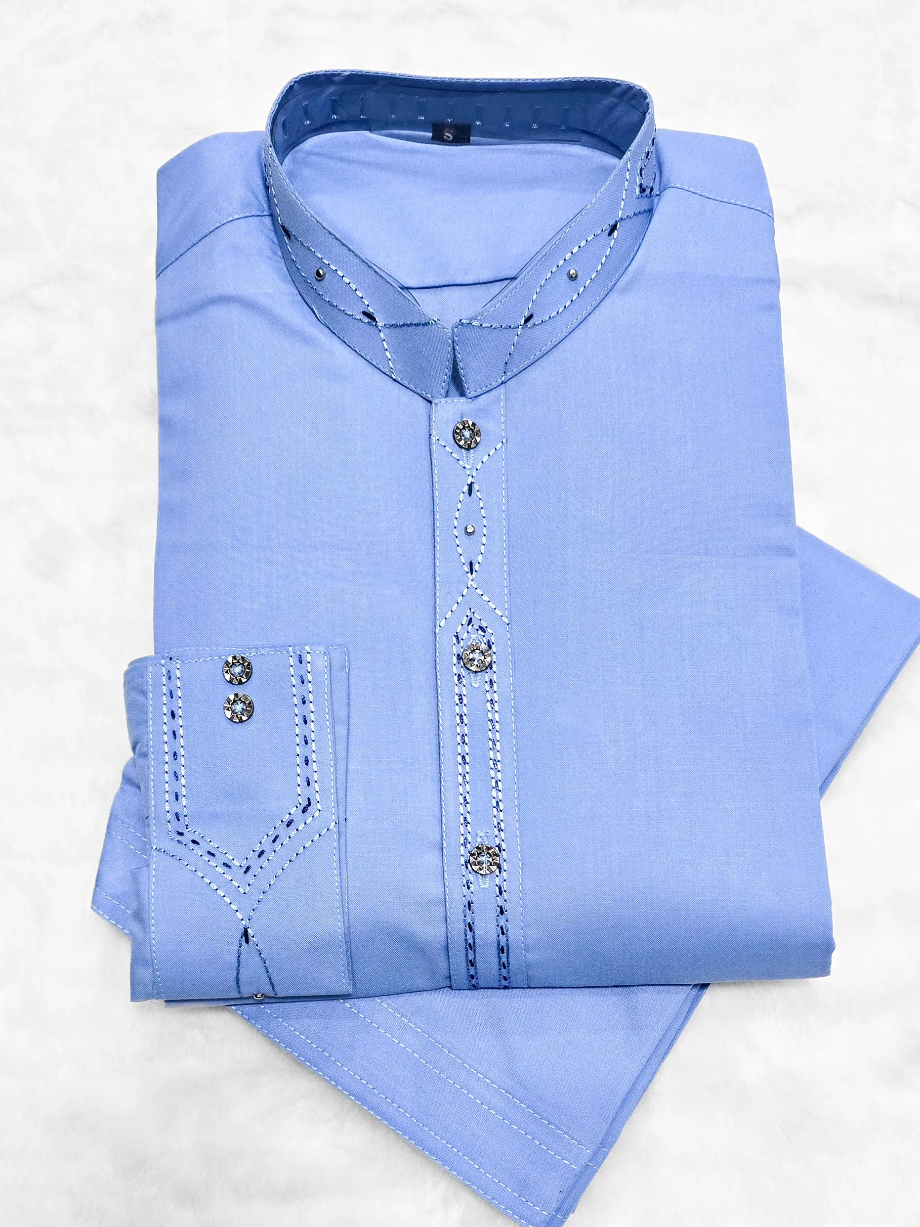 Mens Casual 2-Piece Kurta Shalwar - Blue
