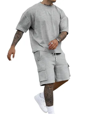 Men's Round Neck Short sleeve T-shirt And Short Pant With Pockets