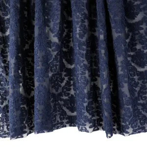 Navy & Black Floral Patterned Cotton/Poly Span Jacquard