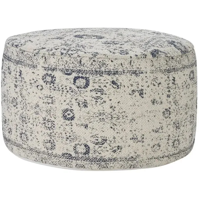 Nicole Curtis Pillow VJ019 Ivory/Grey Pouf
