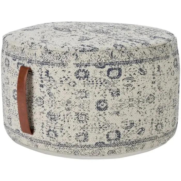Nicole Curtis Pillow VJ019 Ivory/Grey Pouf