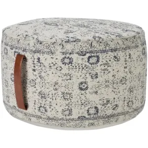 Nicole Curtis Pillow VJ019 Ivory/Grey Pouf