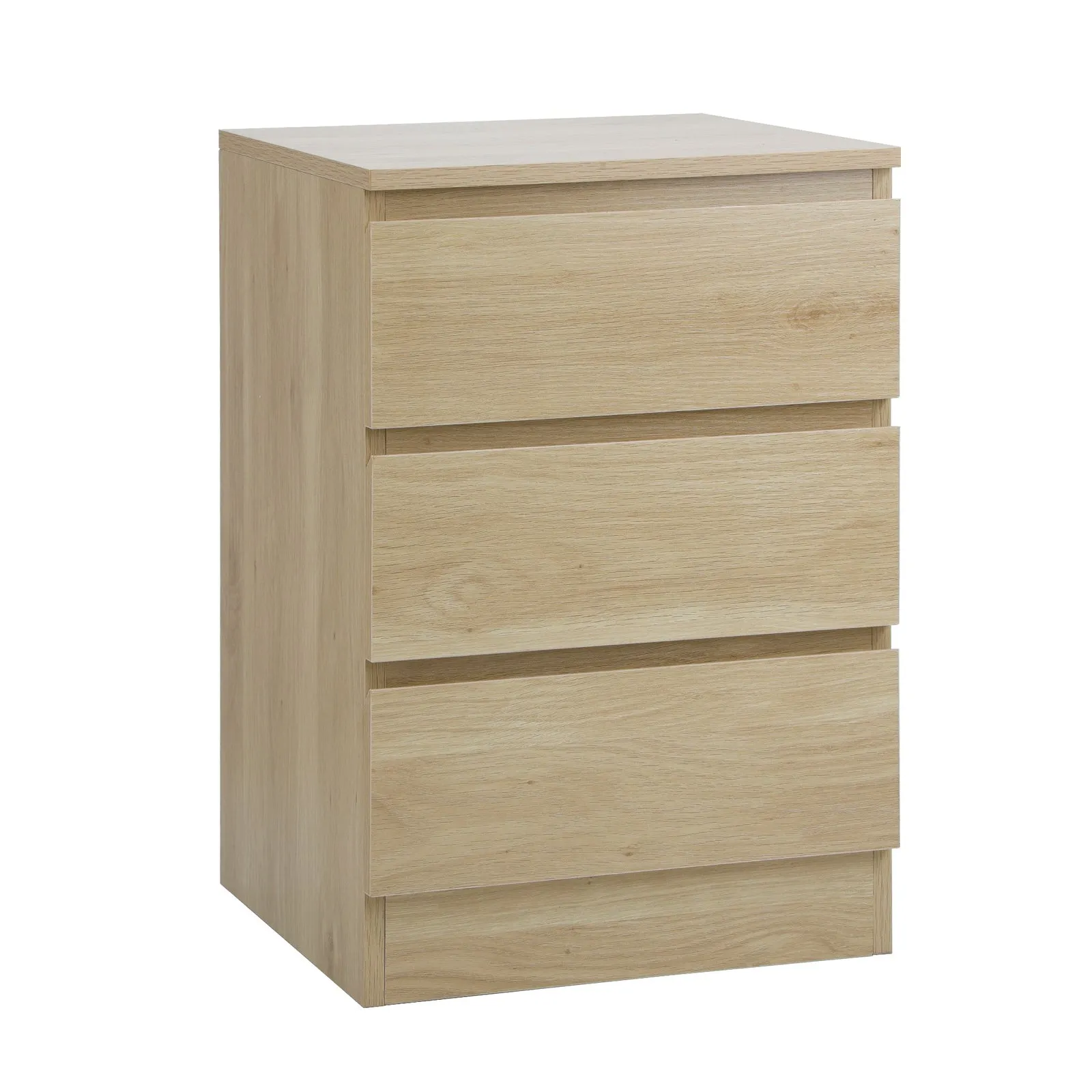 Oikiture Bedside Table 3 Drawers Side Tables Storage Cabinet Nightstand Natural