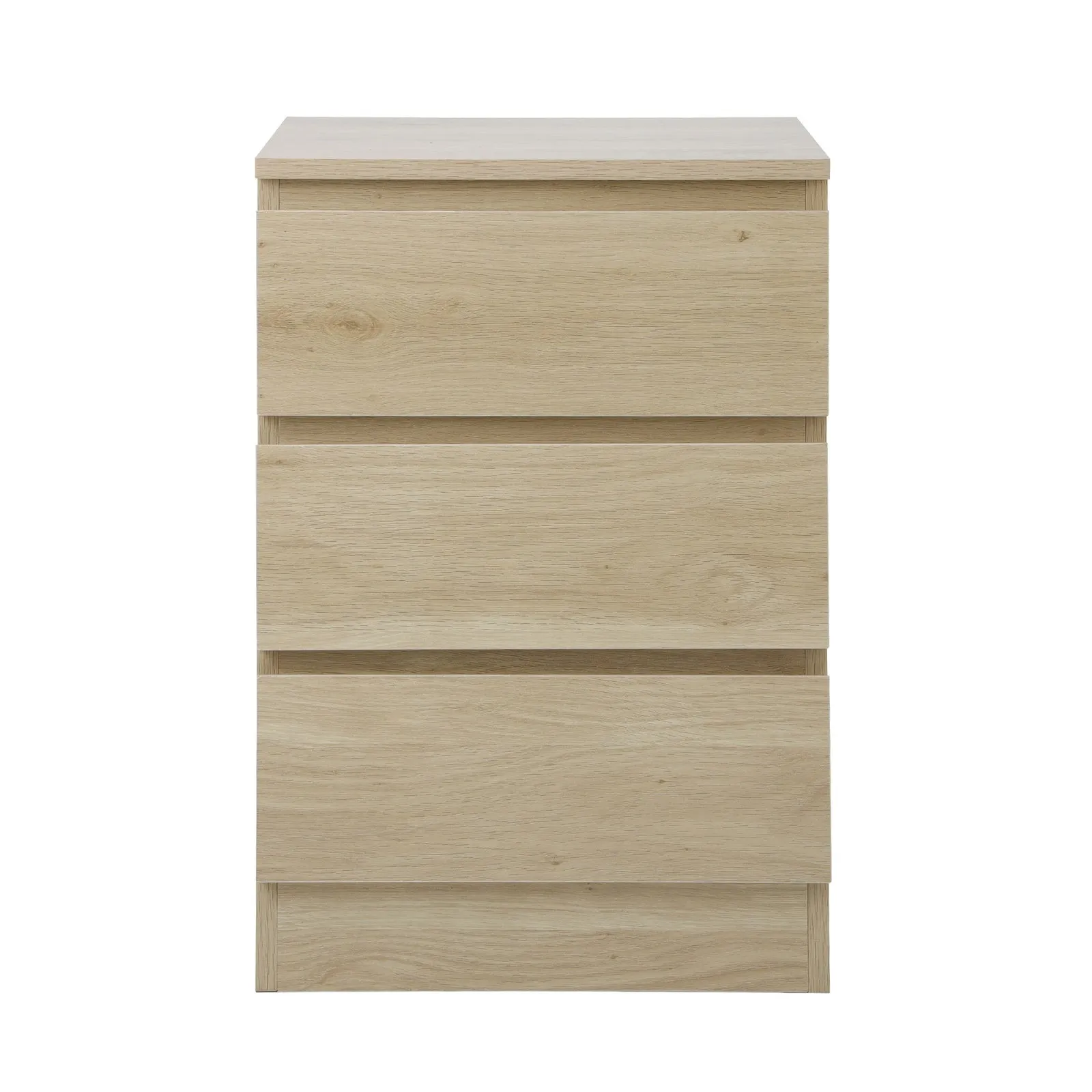 Oikiture Bedside Table 3 Drawers Side Tables Storage Cabinet Nightstand Natural