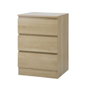 Oikiture Bedside Table 3 Drawers Side Tables Storage Cabinet Nightstand Natural
