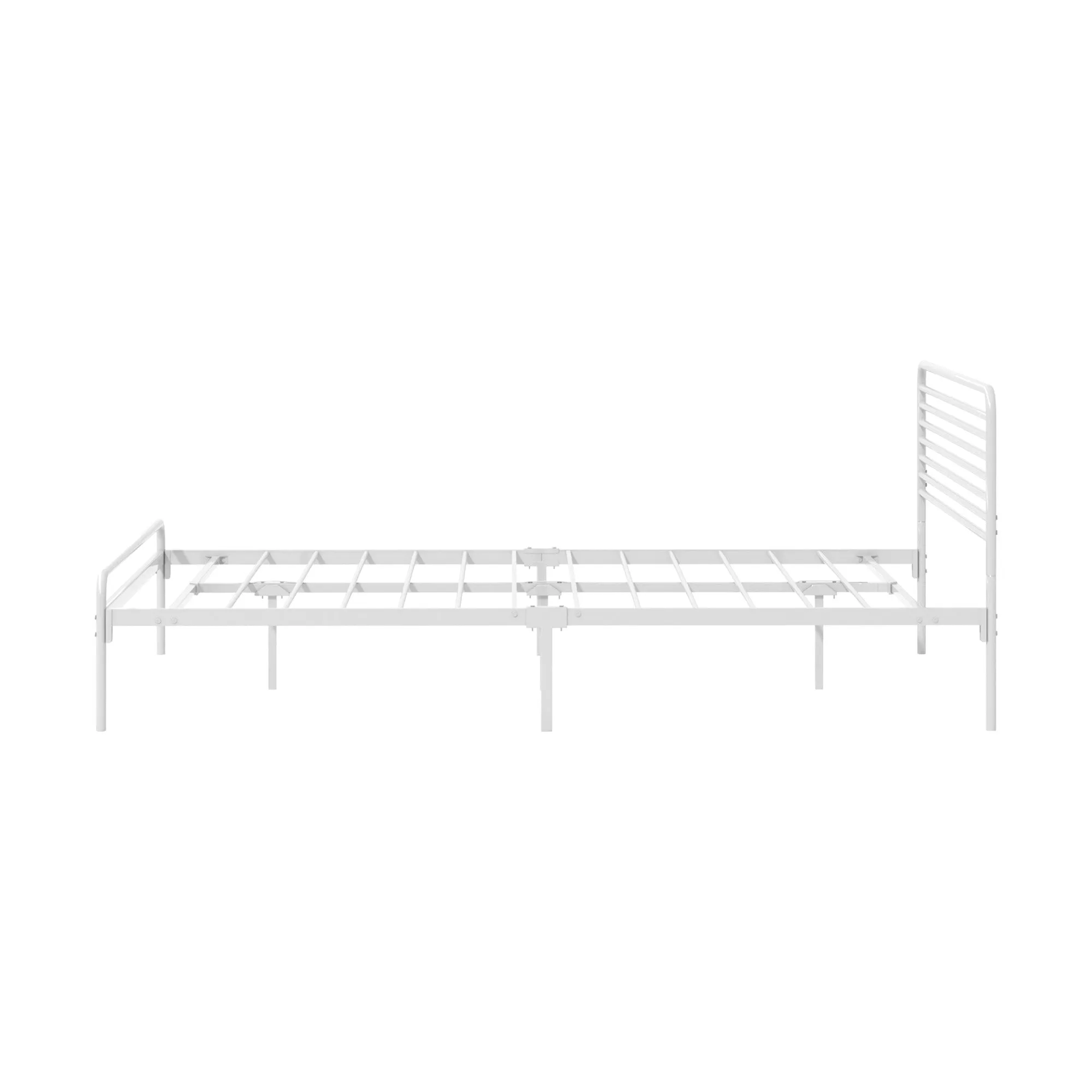 Stylish White Queen Size Metal Bed Frame - Durable Platform Bed Base for Modern Bedrooms