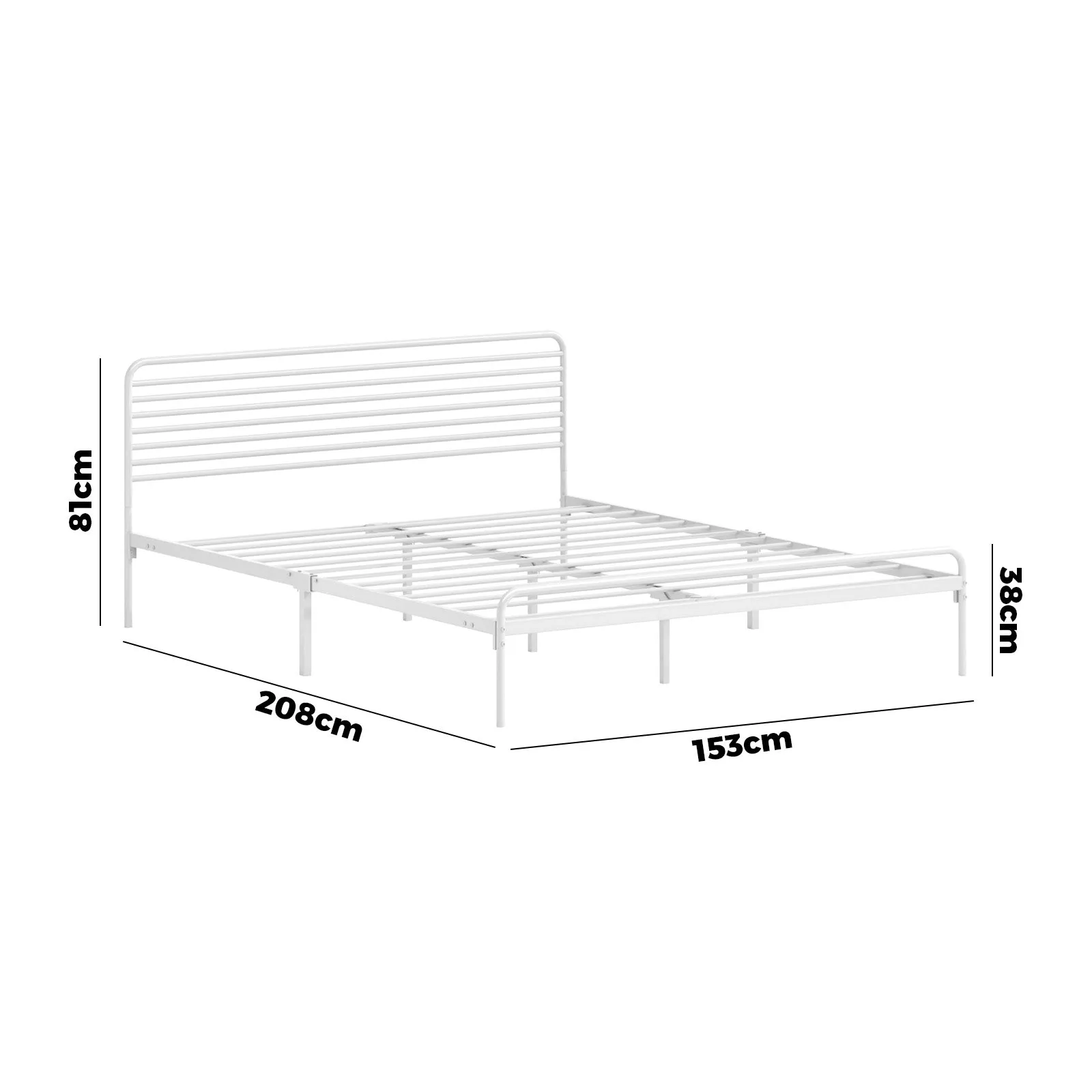 Stylish White Queen Size Metal Bed Frame - Durable Platform Bed Base for Modern Bedrooms