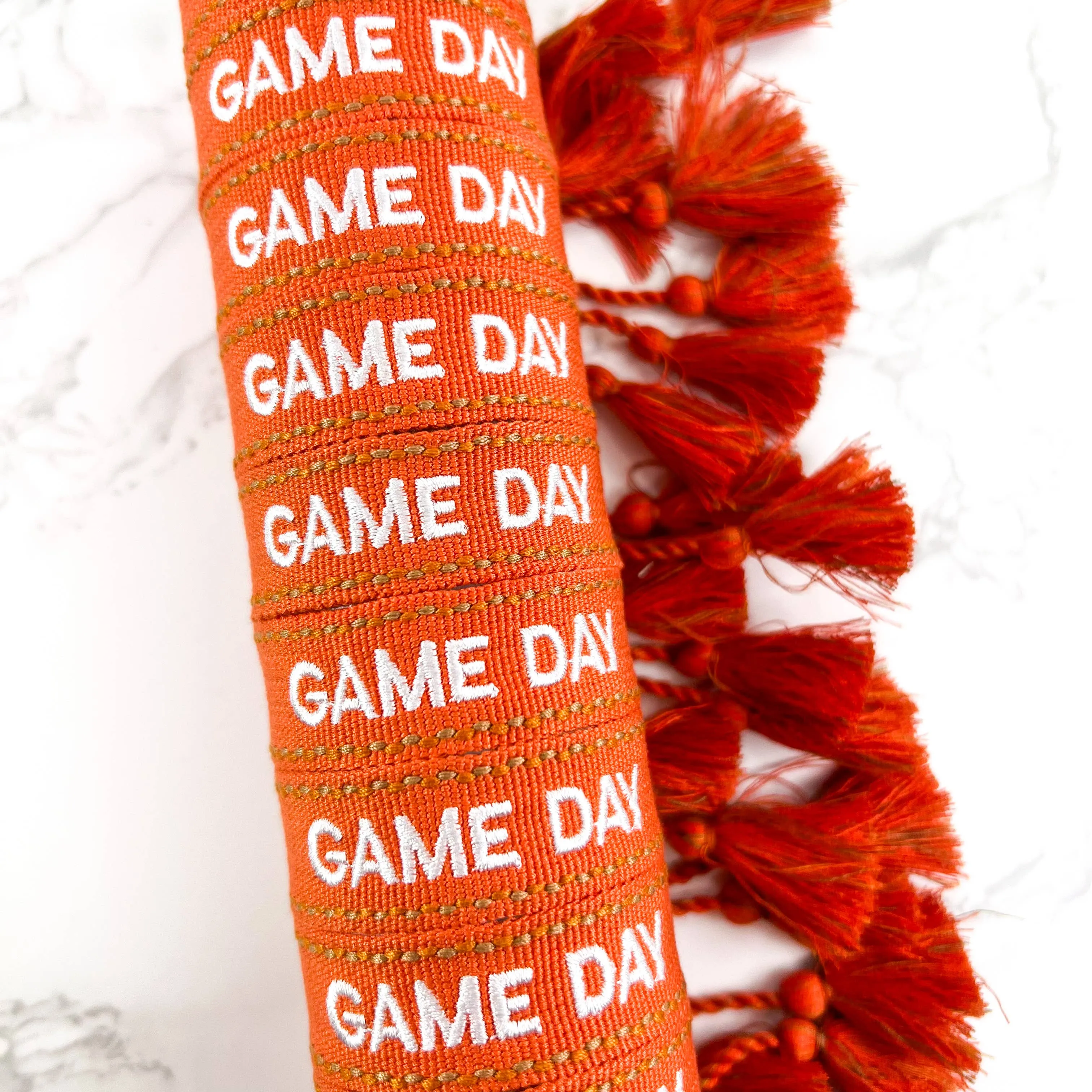 Orange Game Day Embroidered Bracelet