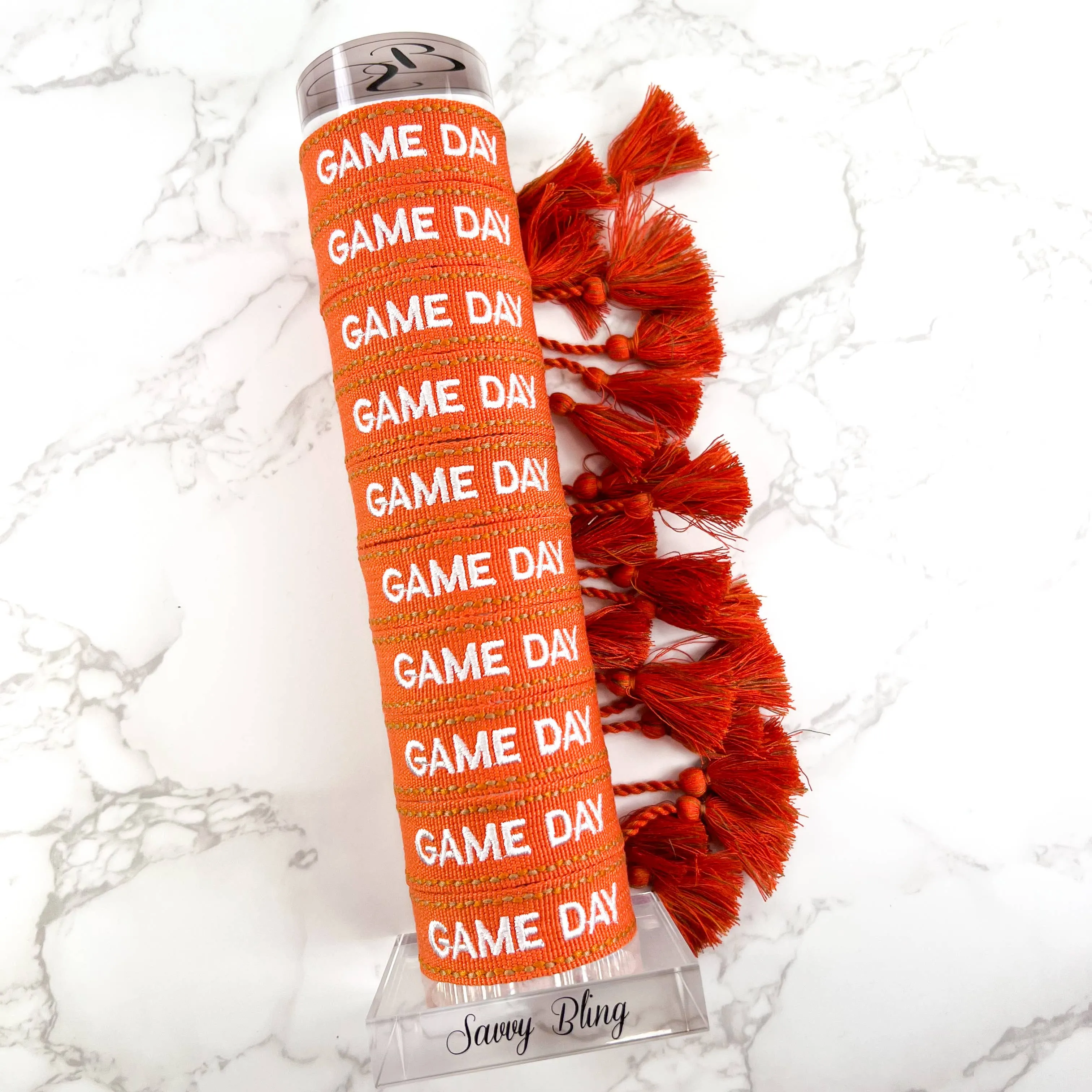 Orange Game Day Embroidered Bracelet