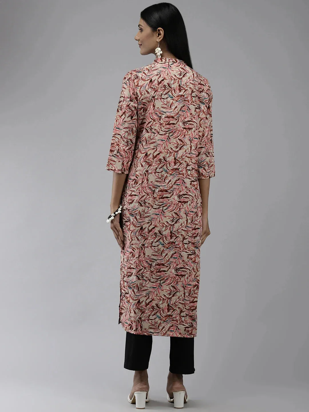 Peach Floral Printed Kurta
