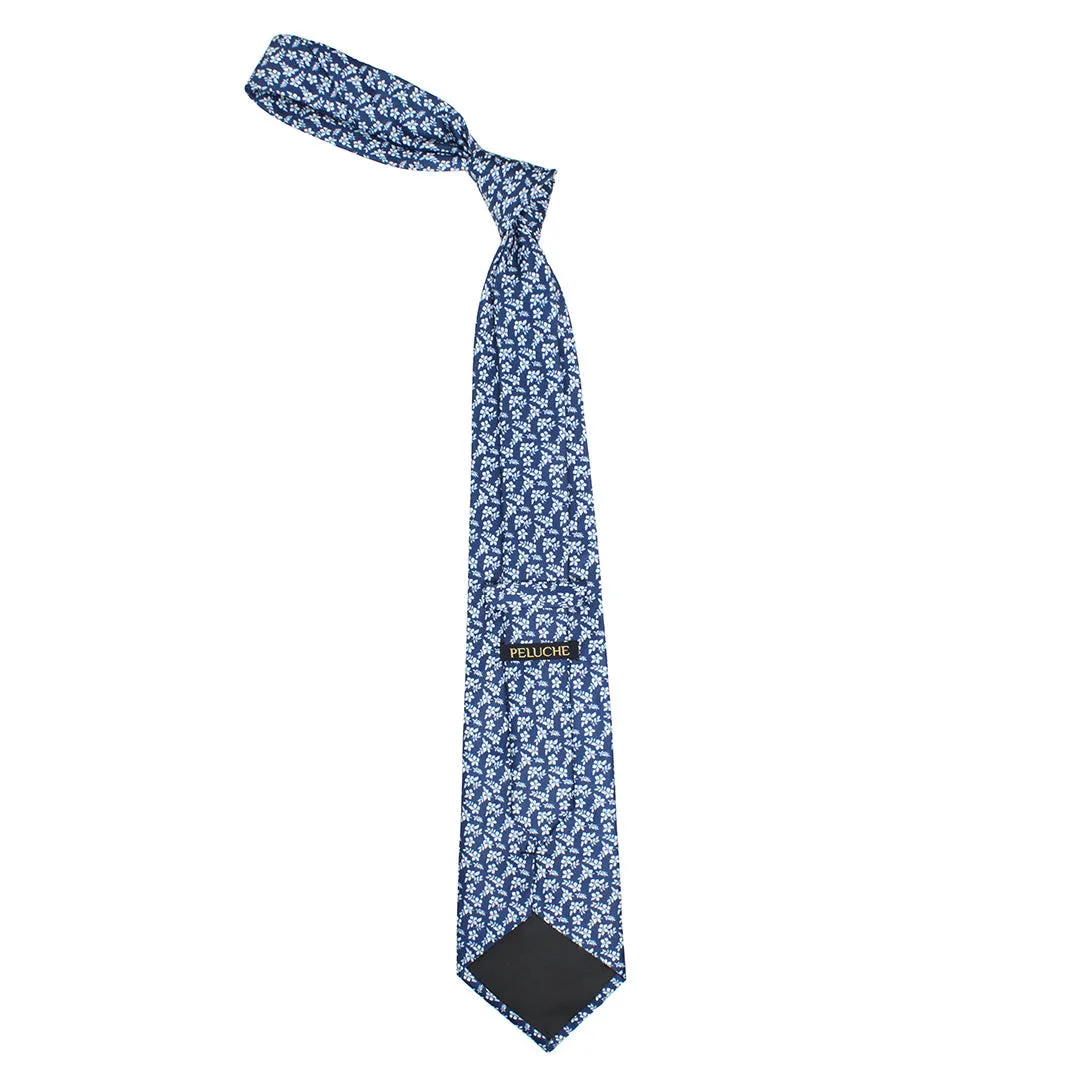 Peluche Jasmine Breeze Blue Broad Neck Tie & Pocket Square Set for Men