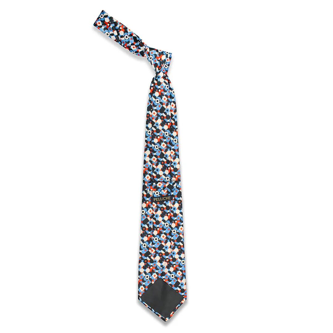 Peluche Midnight Geometric Multicolor Broad Neck Tie & Pocket Square Set for Men