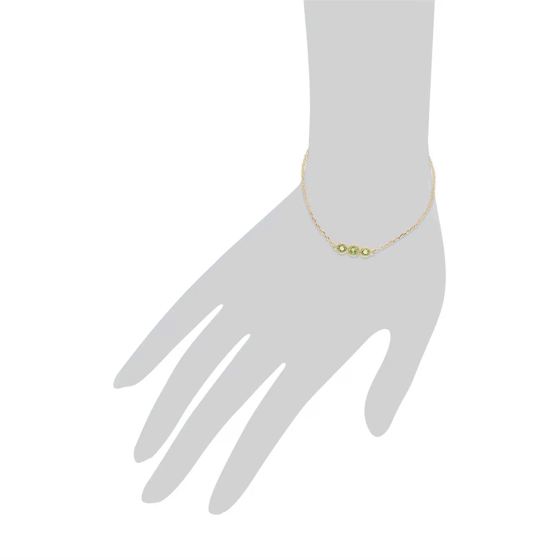 Peridot Milgrain Armband in 9ct Gelb Gold