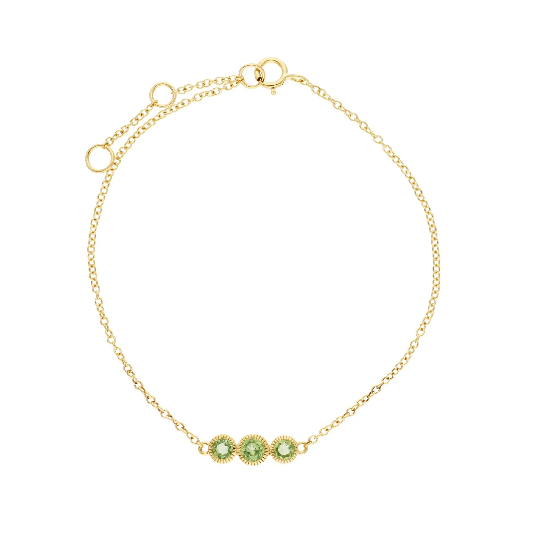 Peridot Milgrain Armband in 9ct Gelb Gold