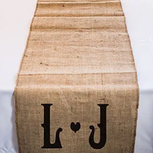 PERSONALIZED LONG BURLAP TABLE RUNNER WITH VINEYARD MONGRAM