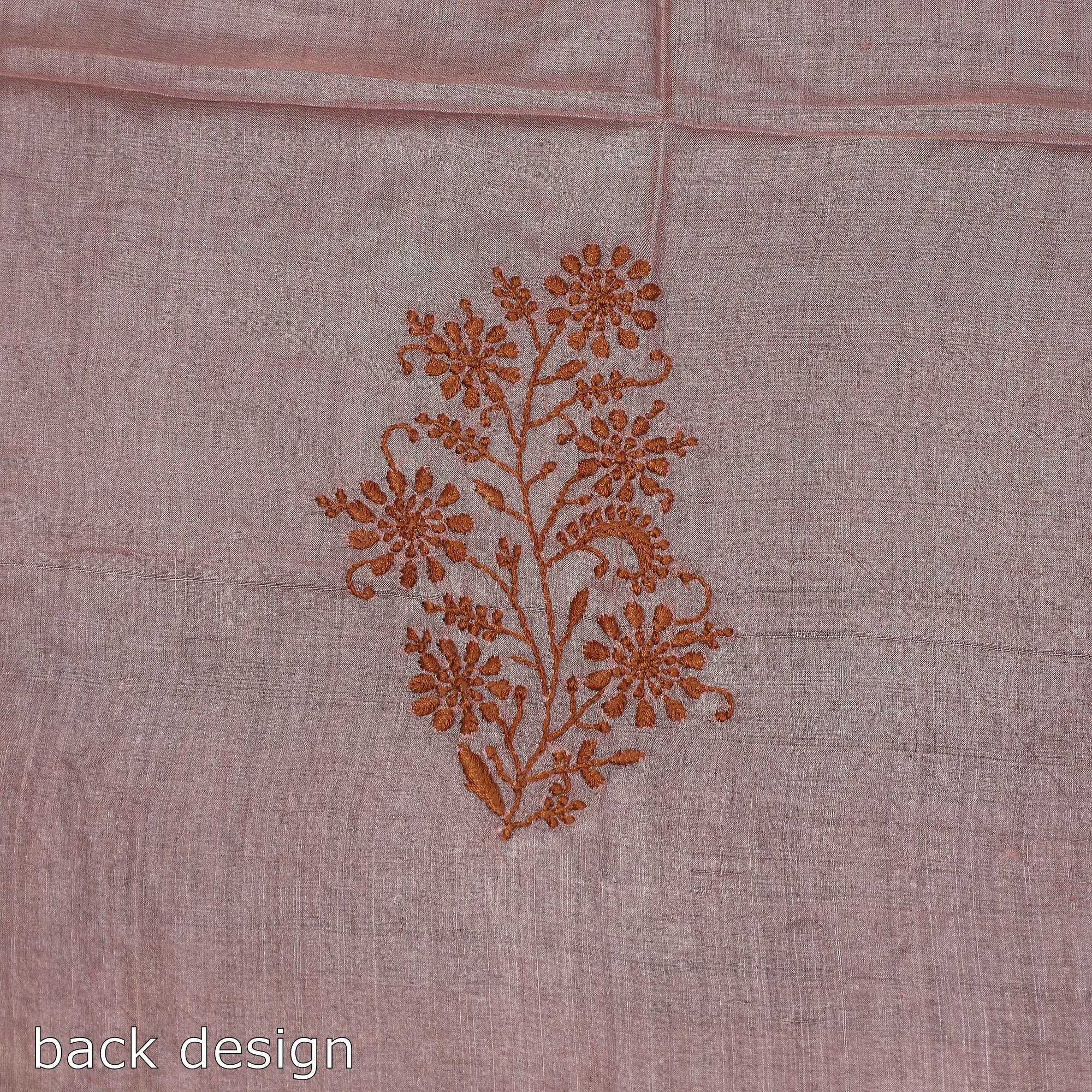 Pink - Lucknow Chikankari Hand Embroidery Tussar Silk Handloom Kurta Material - 2.85 Meter