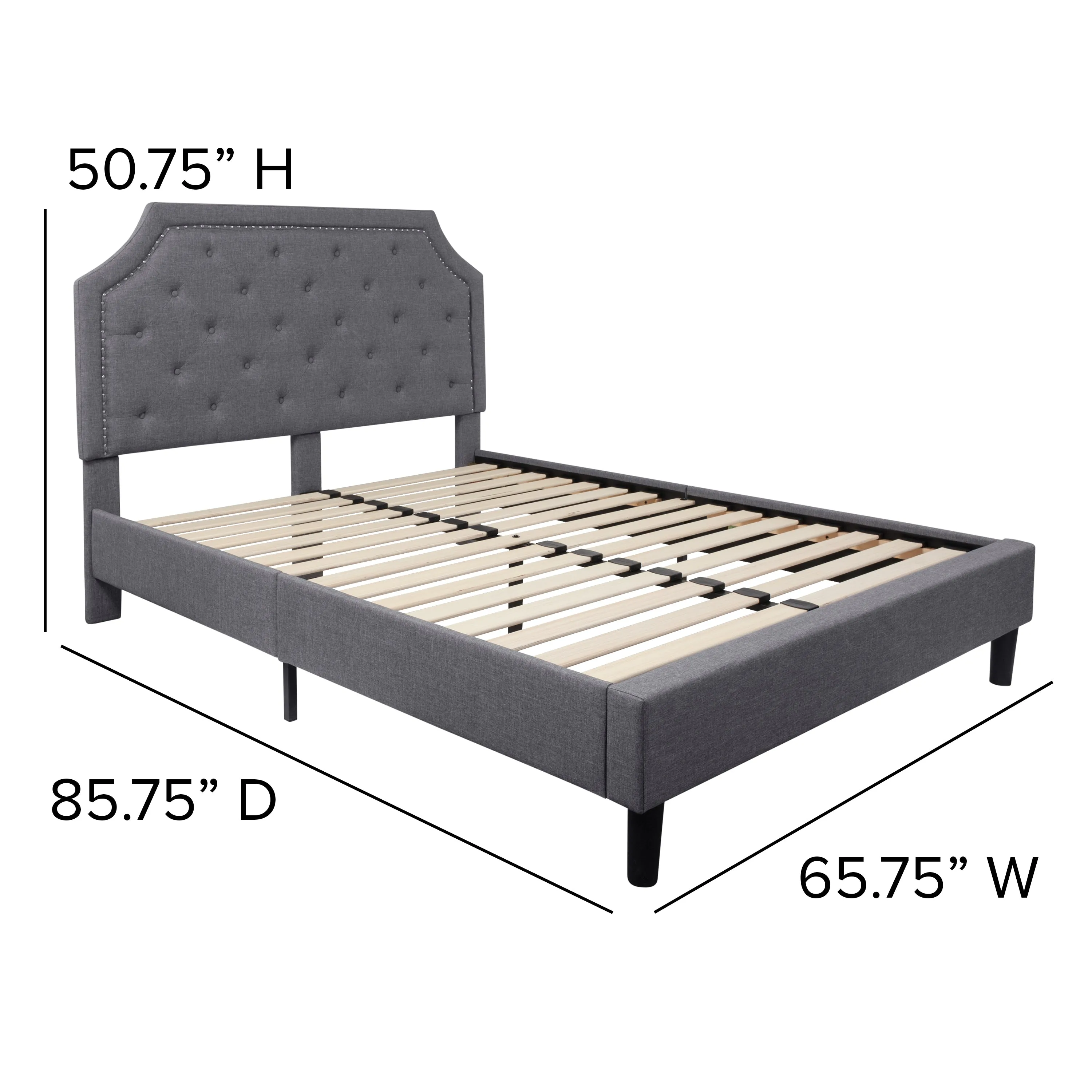 Queen Platform Bed Set-Gray SL-BM10-11-GG