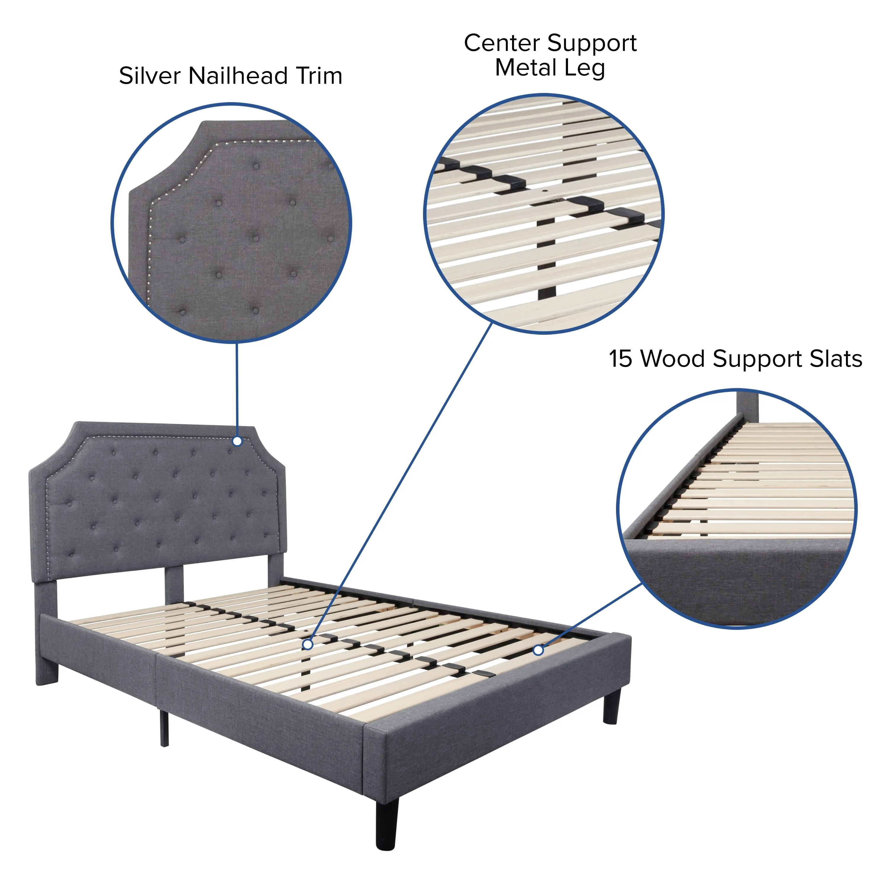 Queen Platform Bed Set-Gray SL-BM10-11-GG