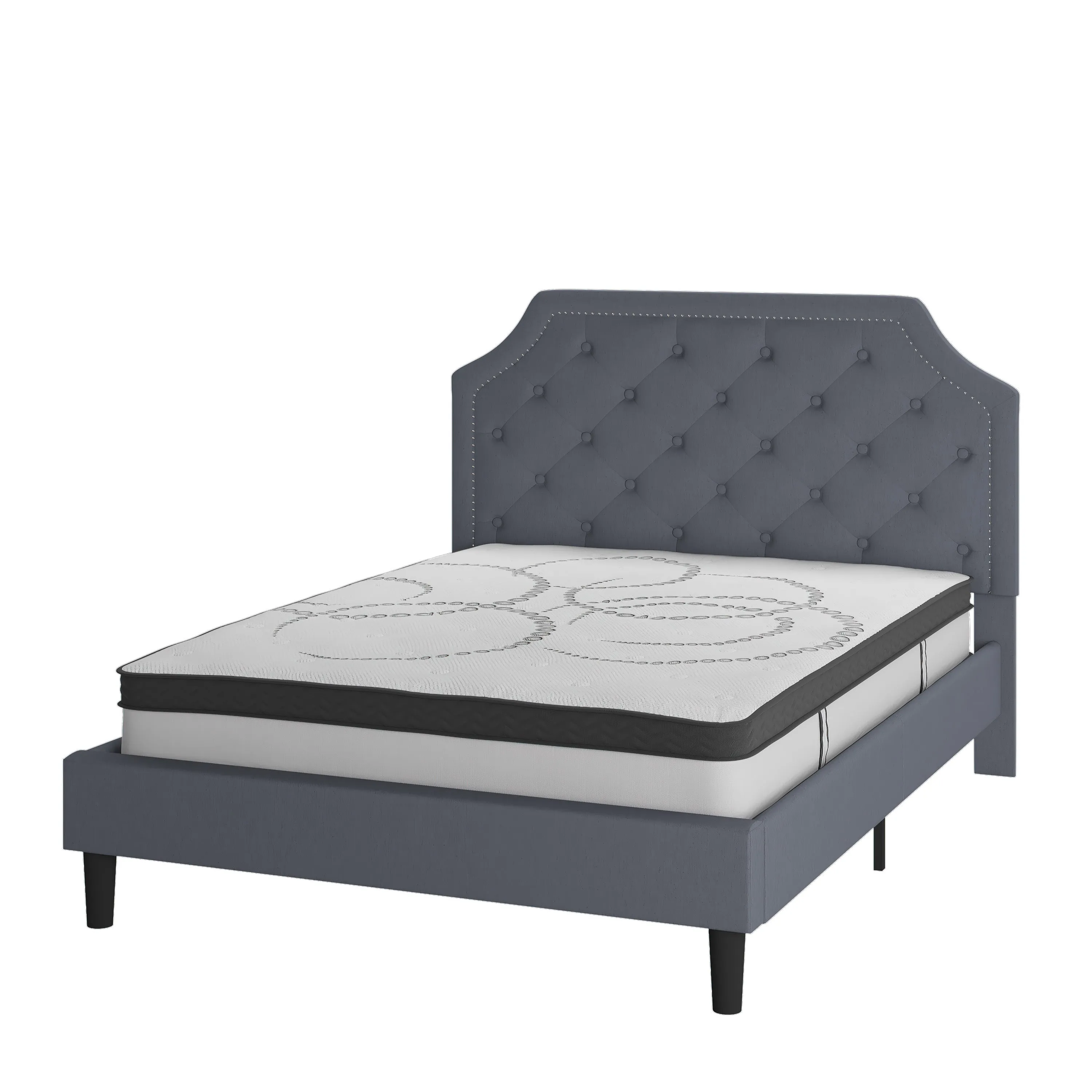 Queen Platform Bed Set-Gray SL-BM10-11-GG