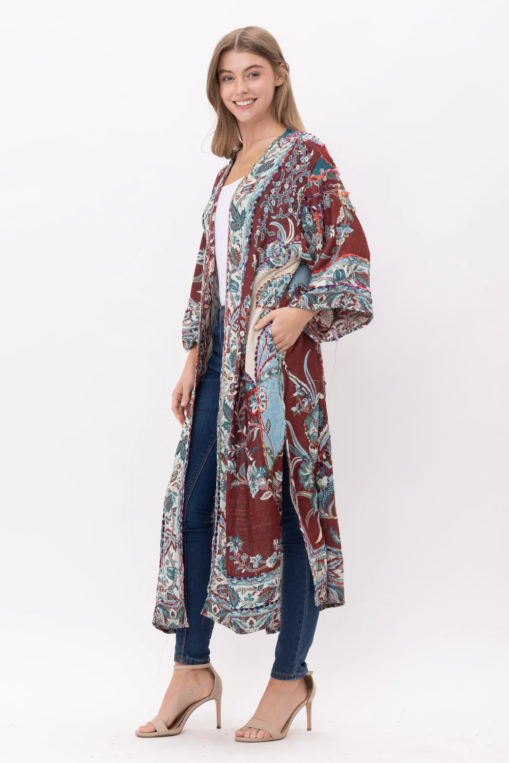 RAJ KARA THICK STITCH EMBROIDERED DUSTER