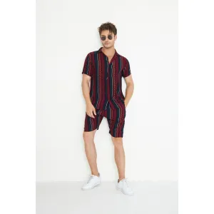 Red Linen Geometric Printed Co-Ords