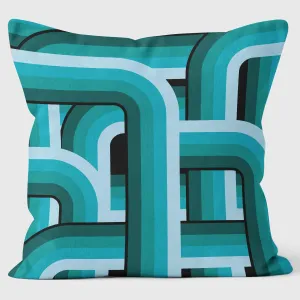Retro Blue Tubes - Abstract Cushion