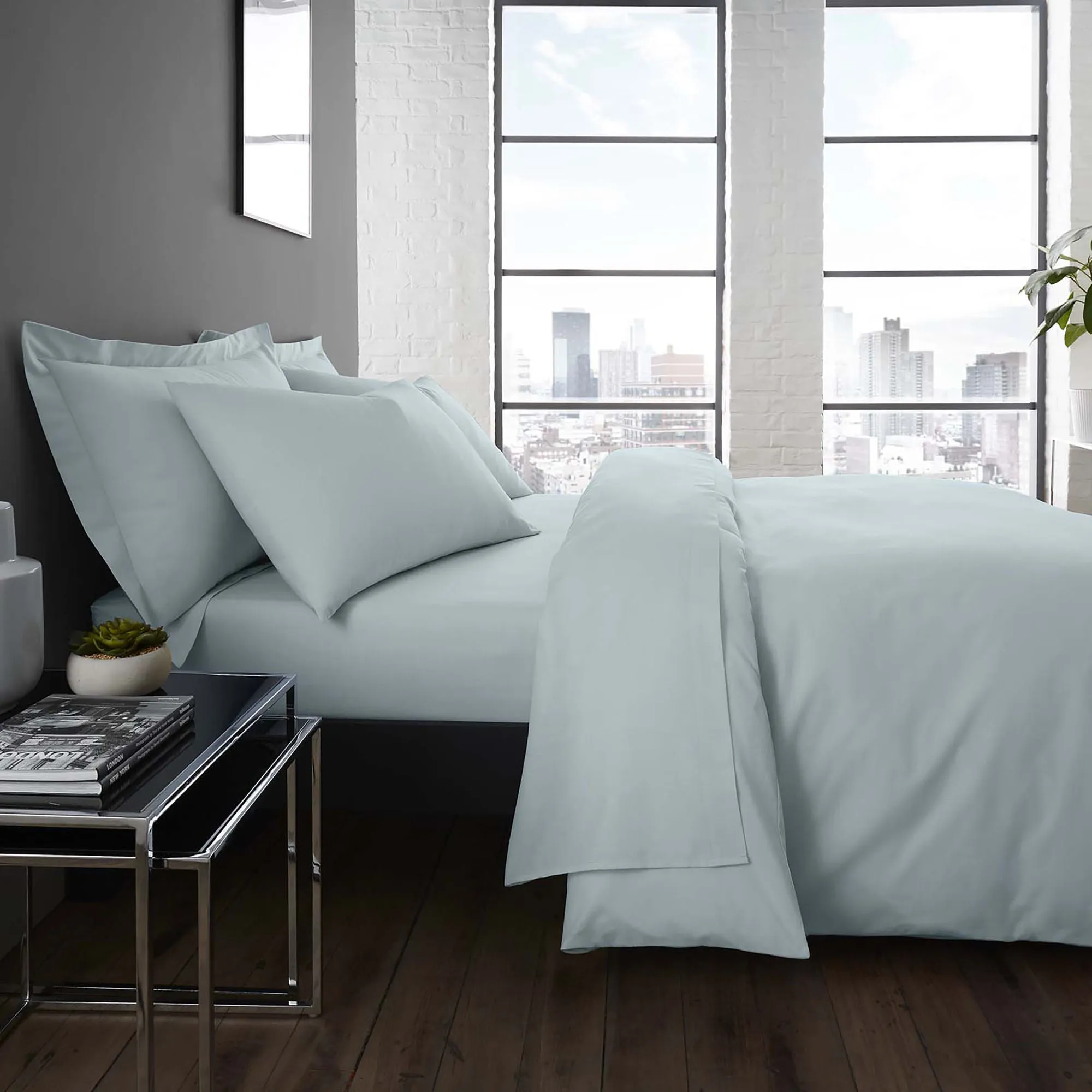 Soft touch microfibre 32cm Fitted Bed Sheet by Serene in Duck Egg