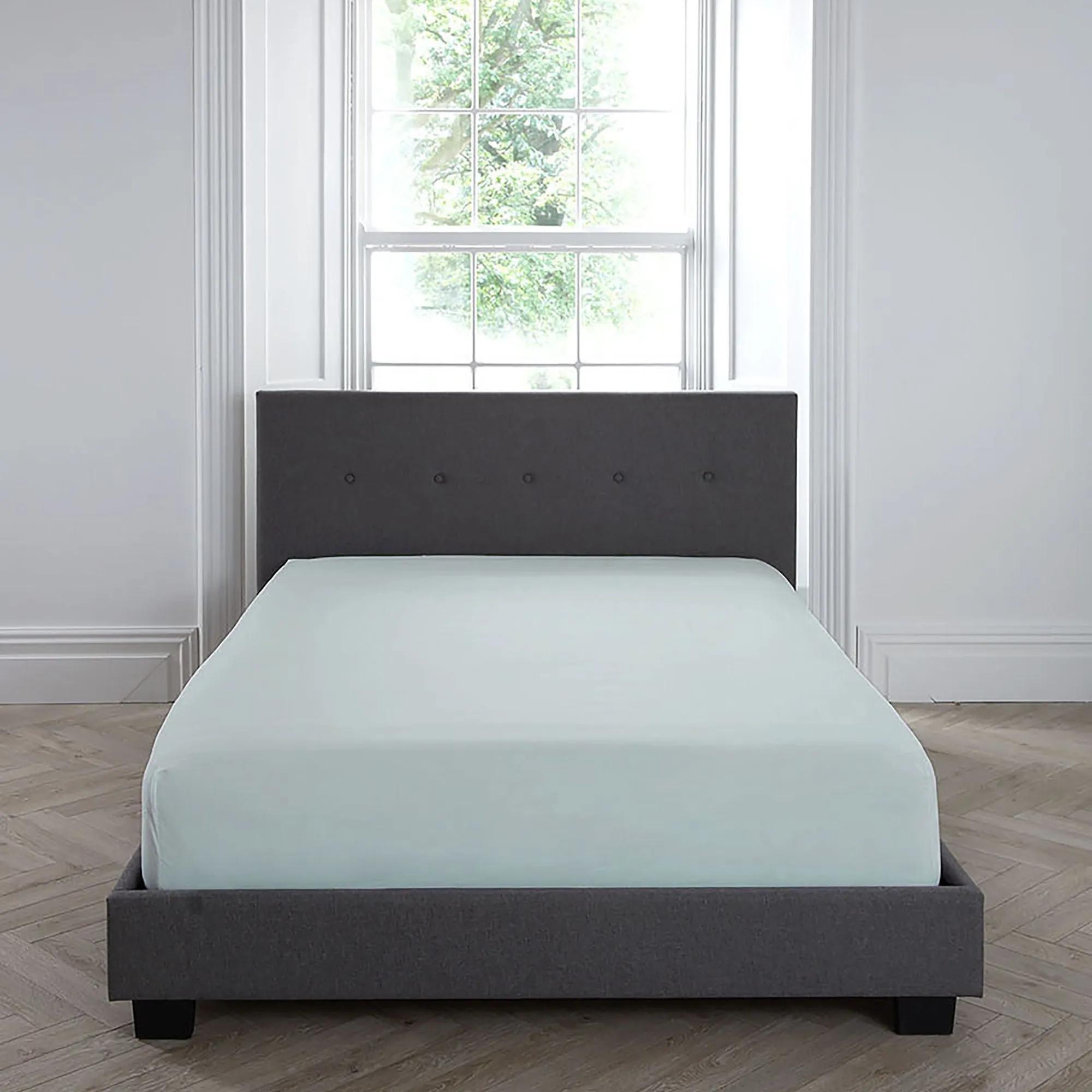 Soft touch microfibre 32cm Fitted Bed Sheet by Serene in Duck Egg