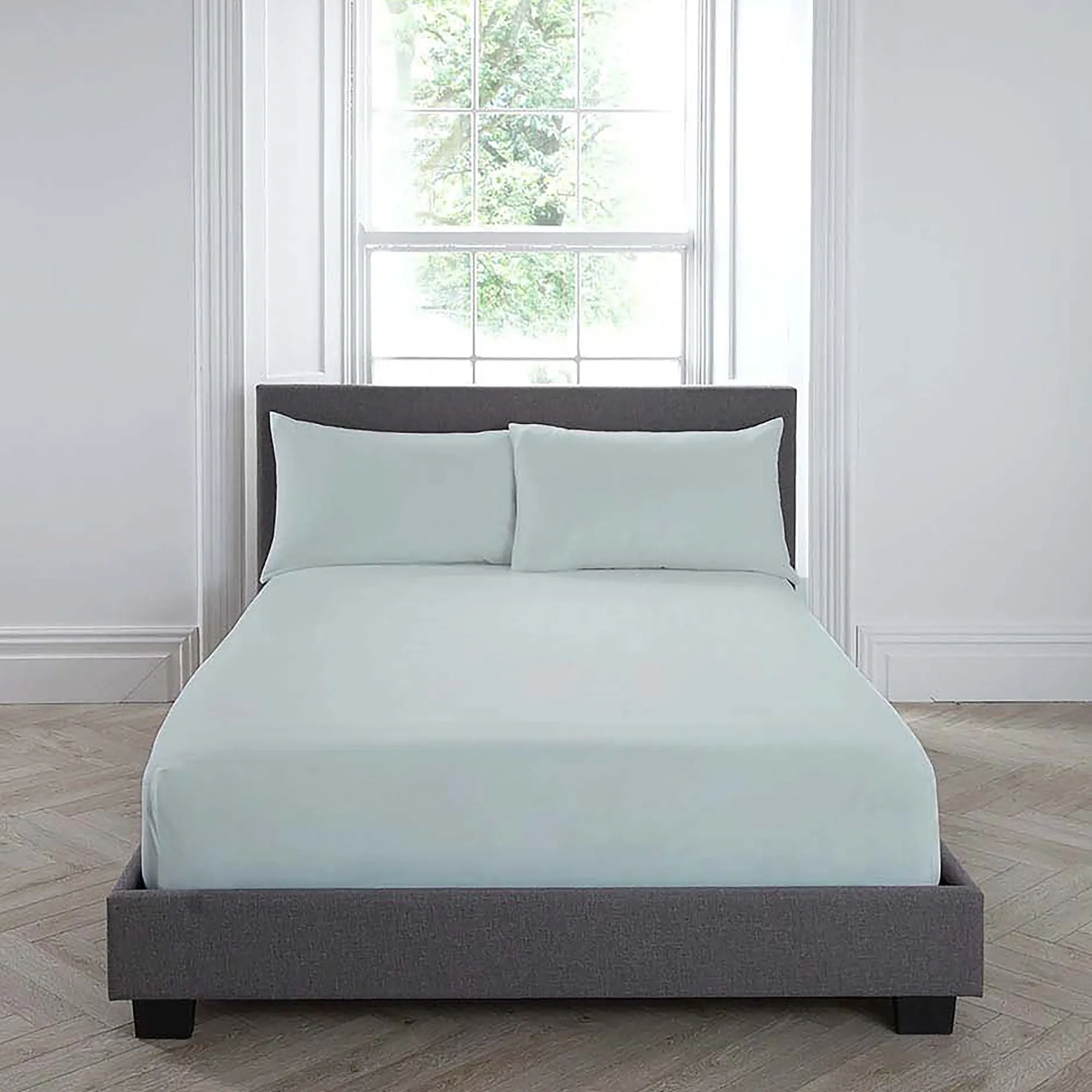 Soft touch microfibre 32cm Fitted Bed Sheet by Serene in Duck Egg