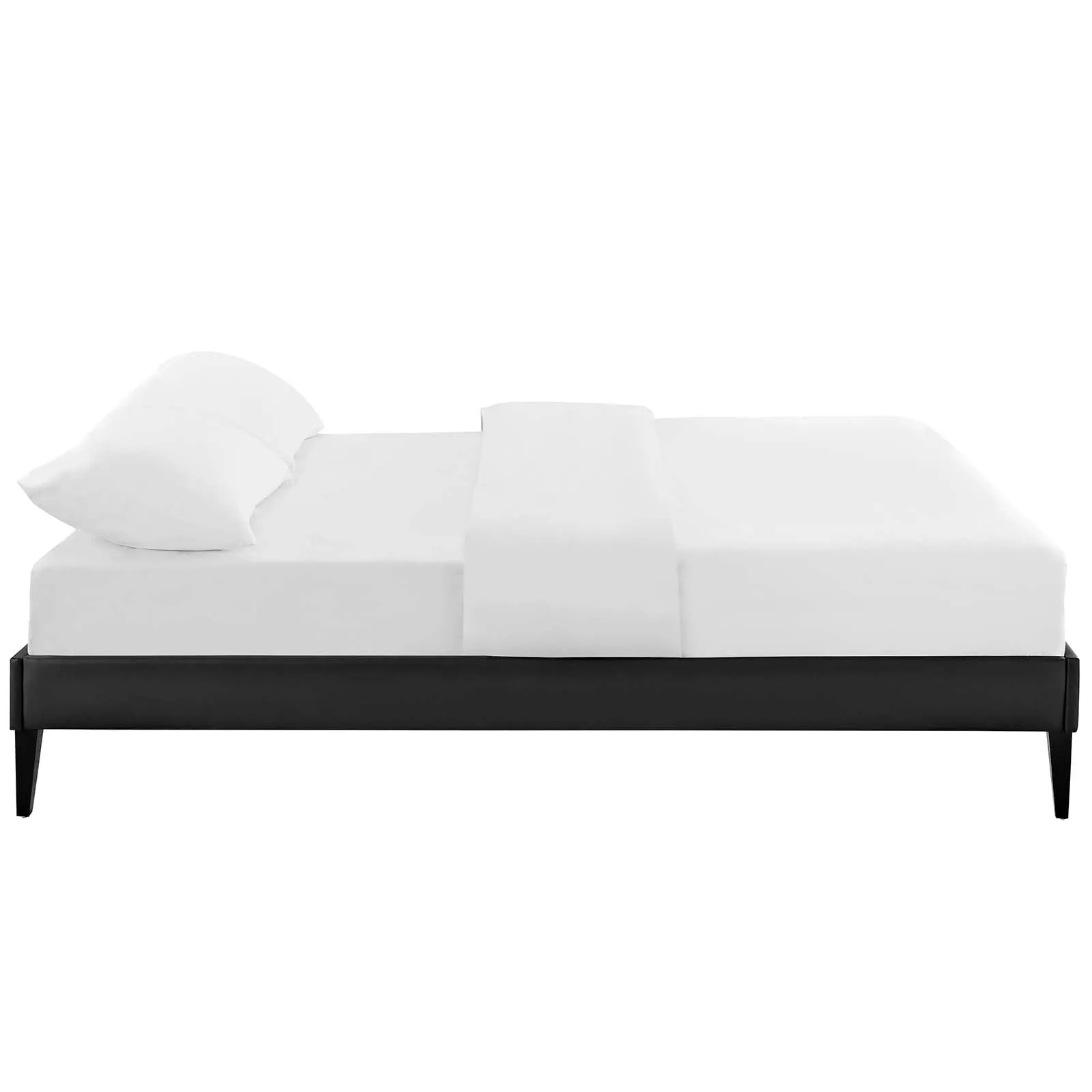 Tessie Full Vinyl Bed Frame with Squared Tapered Legs Black MOD-5896-BLK