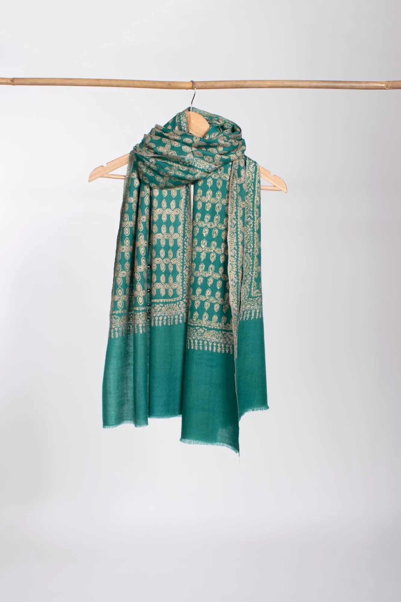 Turquoise Handloomed Cashmere Scarf - BEACONSFIELD