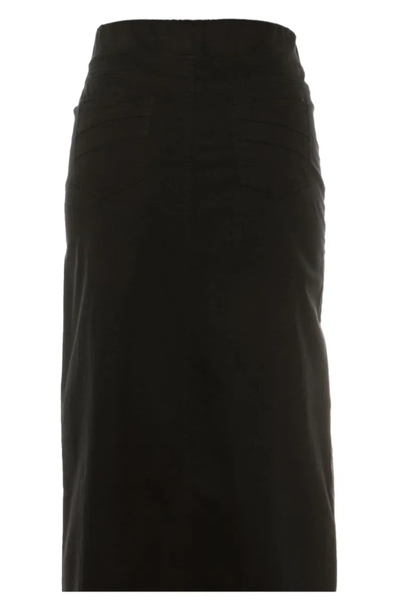 Twill Long Skirt Style 98151 in Black